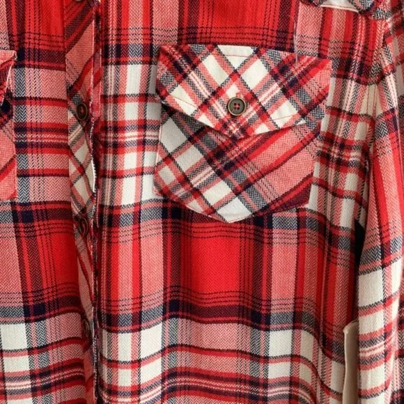 Ash & Ember Avalon Houston Fitted Plaid Flannel Shirt Red Size Small - Picture 13 of 15